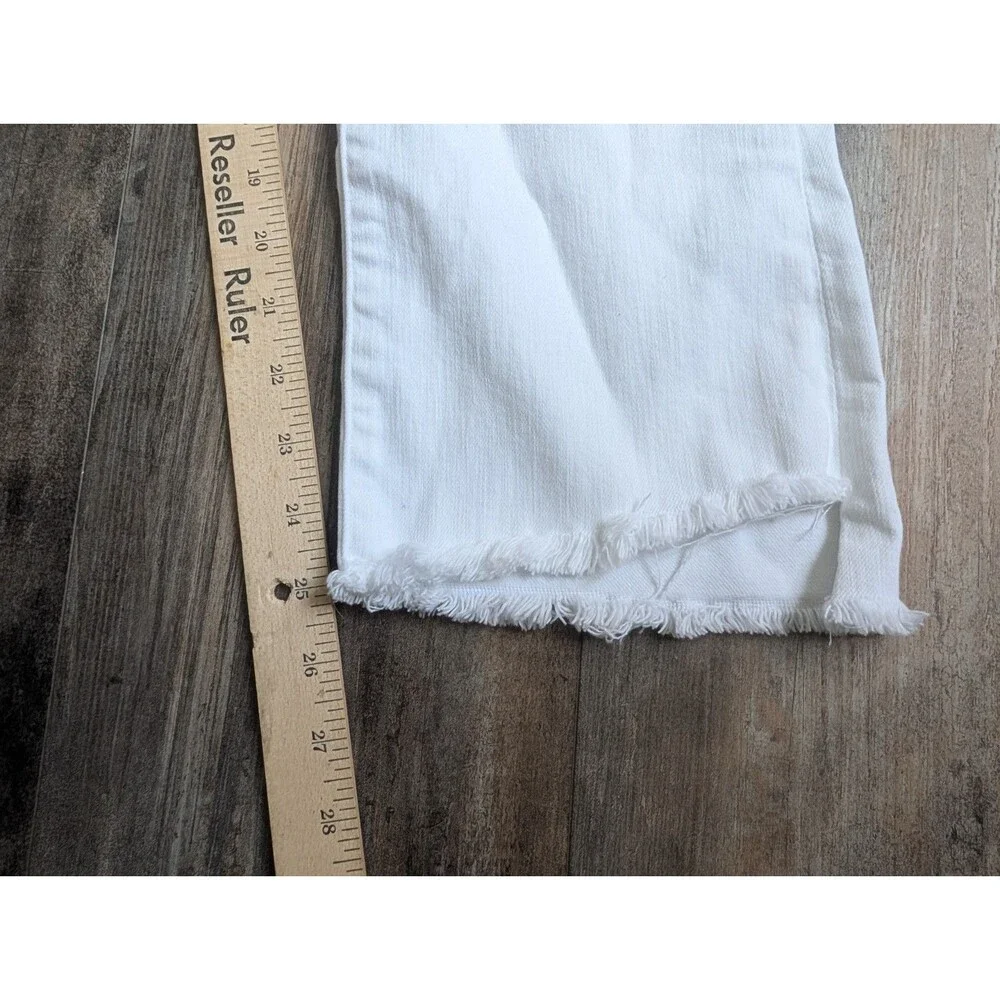 MOTHER JEANS The Hustler Crop Fray Fairest Of Them All WHITE Women's Size 28 - Picture 2 of 7